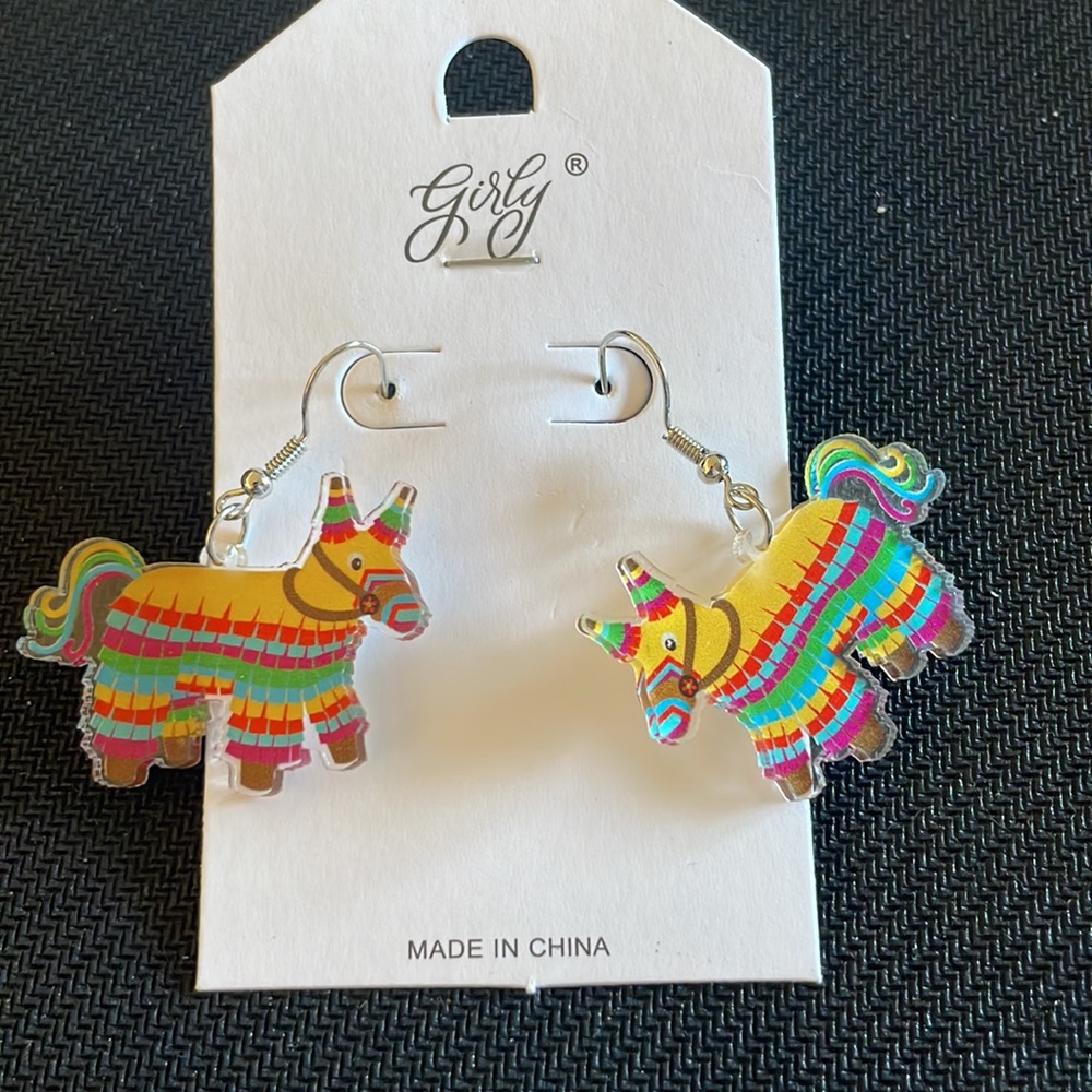 Girly Donkey Piñata Costume Jewelry Earrings